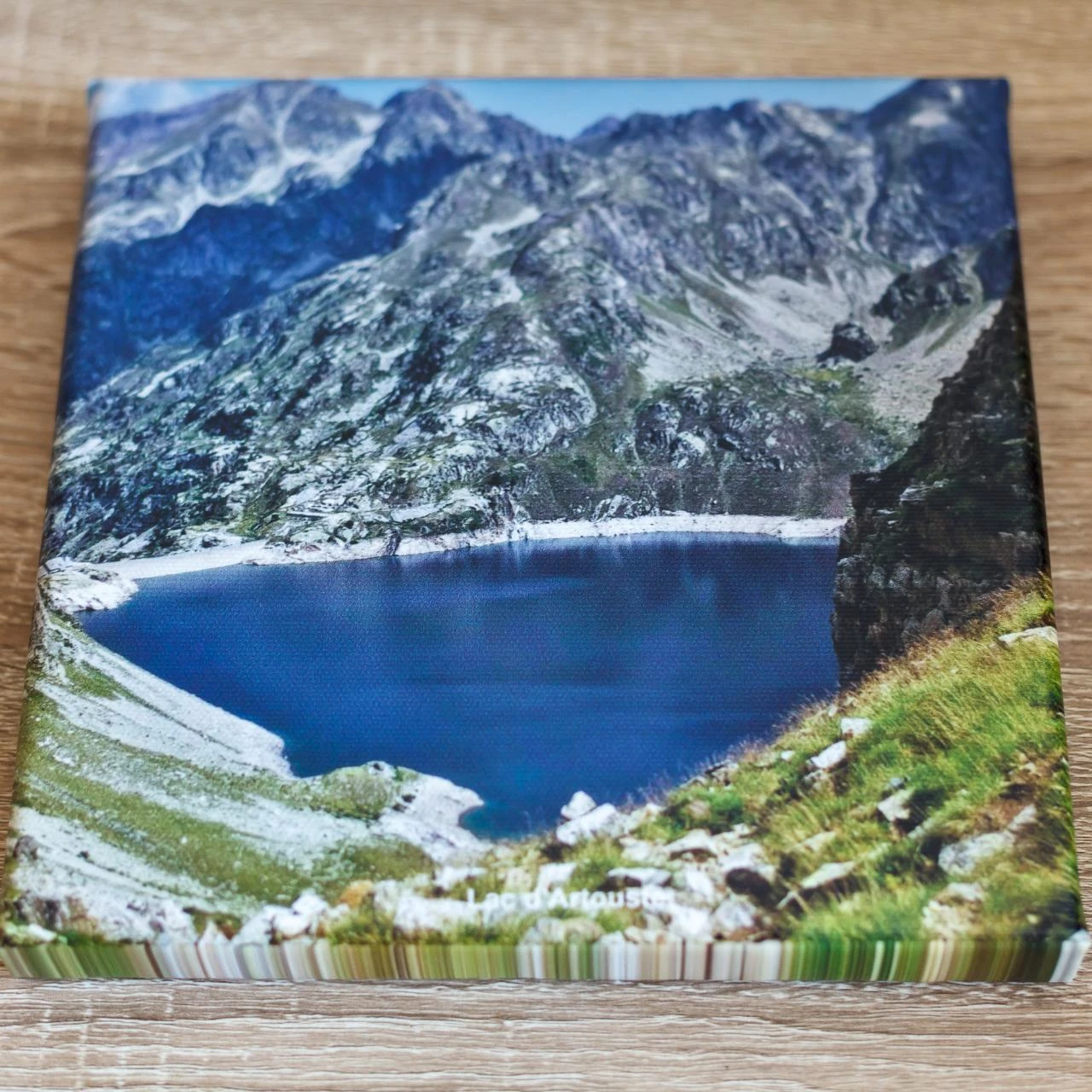 🌿 Un pedazo de los Pirineos en tu casa – Tela Foto Lago de Artouste 20x20 cm – photo 4